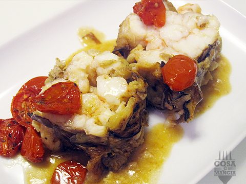 involtini di melanzane e rana pescatrice